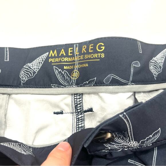Maelreg Performance Proflex Shorts Dark Navy Hawaii Club Print SPF 30+ Nwt - Picture 8 of 9